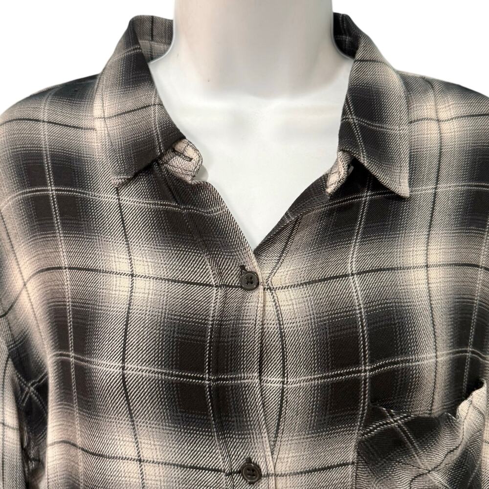 Rails Black White Plaid Button Down Long Sleeve Bianca Soft Shirt Dress size M - Picture 9 of 12